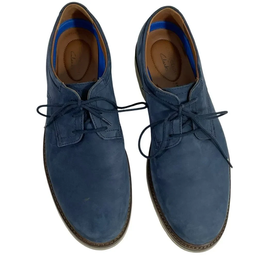 Clarks Bayhill Plain Blue Nubuck Leather‎ Oxfords Men’s Size US 11M / EU 44.5